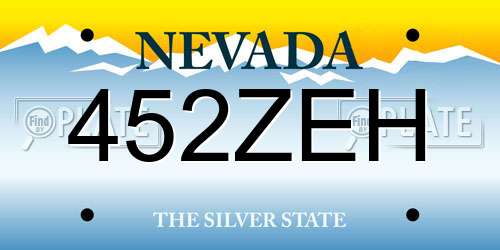 452ZEH Nevada License Plate