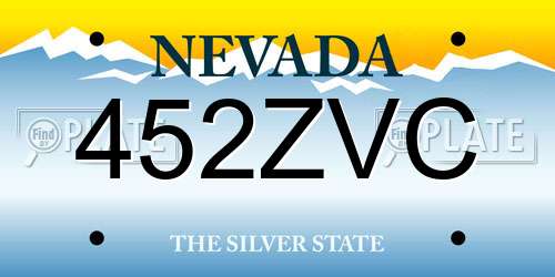452ZVC Nevada License Plate