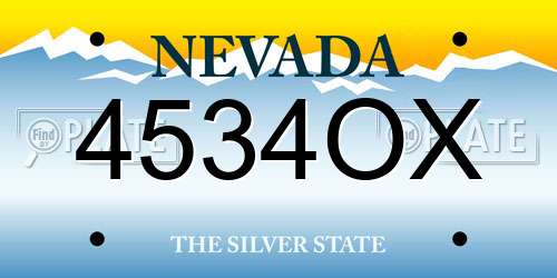 4534OX Nevada License Plate