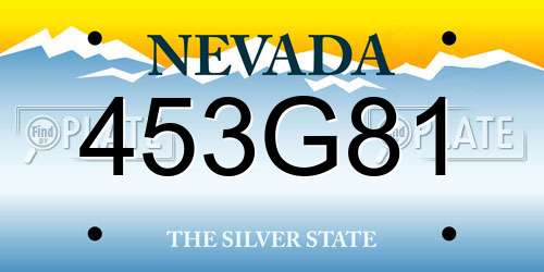 453G81 Nevada License Plate