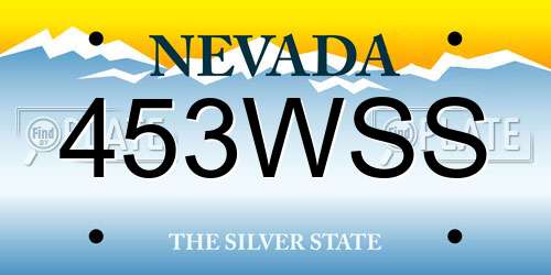 453WSS Nevada License Plate