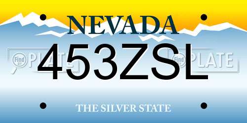 453ZSL Nevada License Plate
