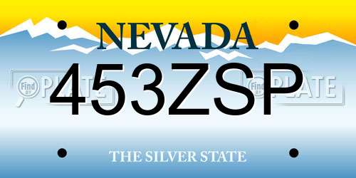 453ZSP Nevada License Plate