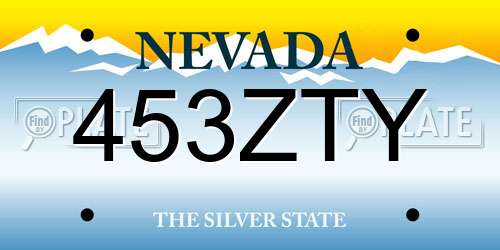 453ZTY Nevada License Plate