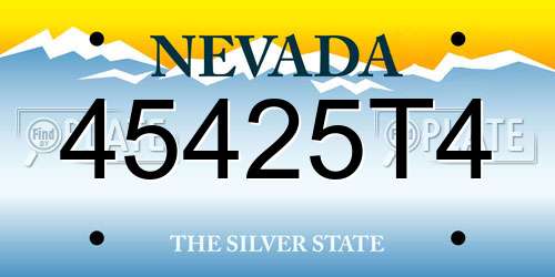 45425T4 Nevada License Plate