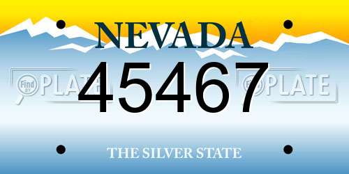 45467 Nevada License Plate