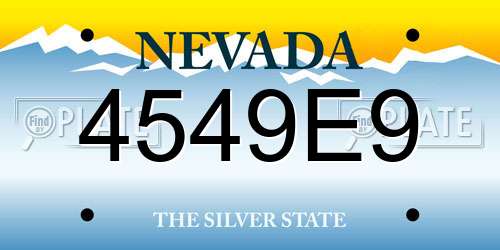 4549E9 Nevada License Plate