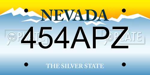 454APZ Nevada License Plate