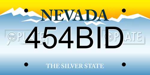 454BID Nevada License Plate