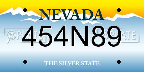 454N89 Nevada License Plate