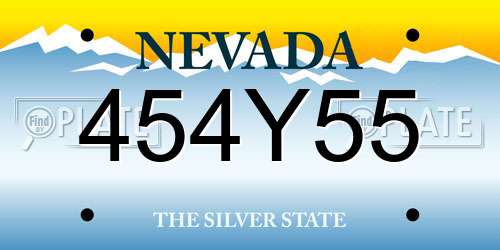 454Y55 Nevada License Plate