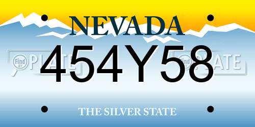 454Y58 Nevada License Plate
