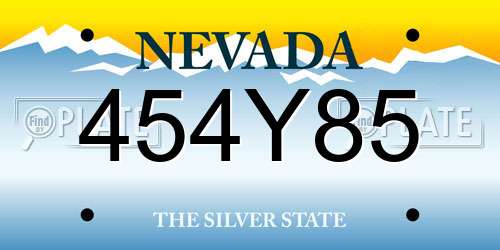 454Y85 Nevada License Plate