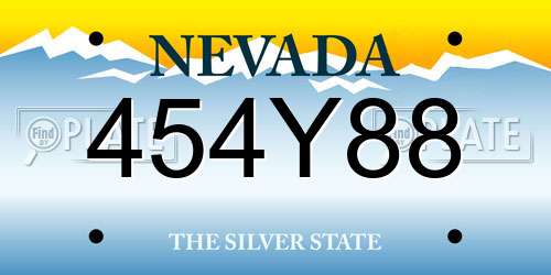 454Y88 Nevada License Plate