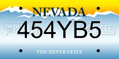 454YB5 Nevada License Plate
