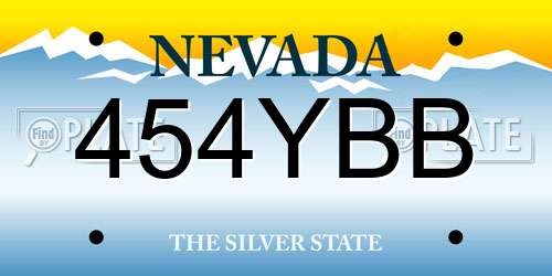 454YBB Nevada License Plate