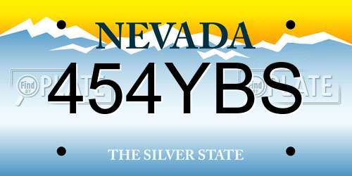 454YBS Nevada License Plate