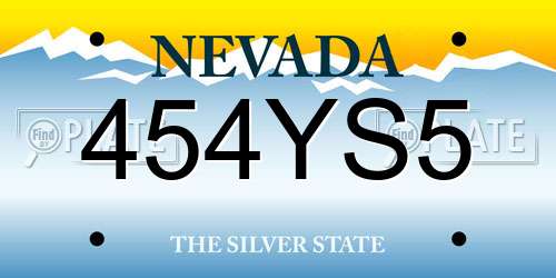 454YS5 Nevada License Plate