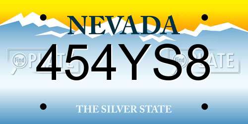 454YS8 Nevada License Plate