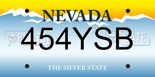 454YSB Nevada License Plate