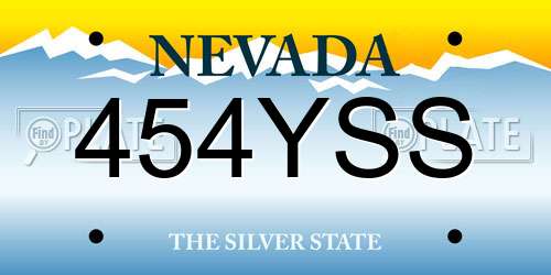 454YSS Nevada License Plate