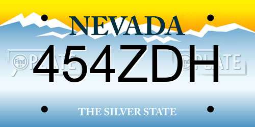 454ZDH Nevada License Plate