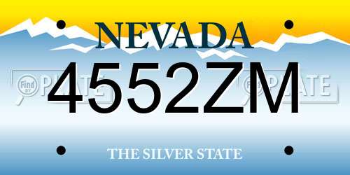 4552ZM Nevada License Plate