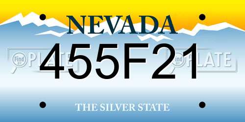 455F21 Nevada License Plate