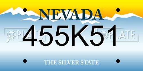 455K51 Nevada License Plate