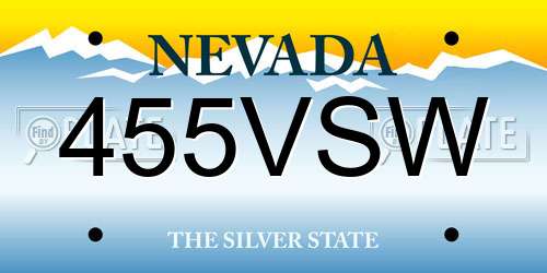 455VSW Nevada License Plate