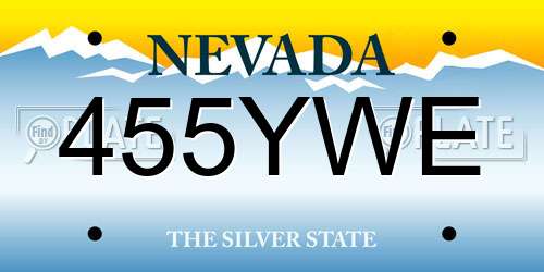 455YWE Nevada License Plate