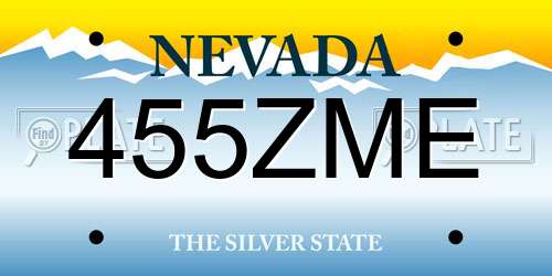 455ZME Nevada License Plate