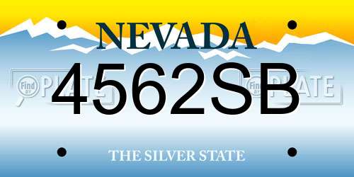 4562SB Nevada License Plate
