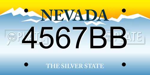 4567BB Nevada License Plate