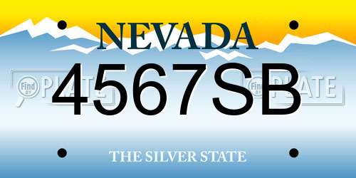 4567SB Nevada License Plate