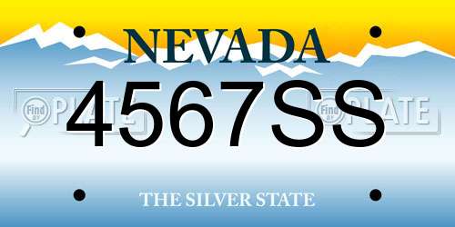 4567SS Nevada License Plate