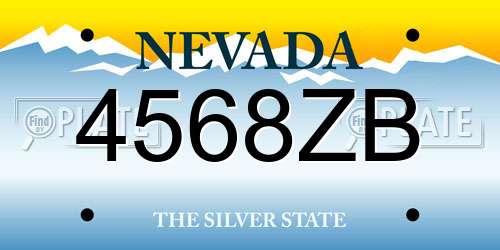 4568ZB Nevada License Plate