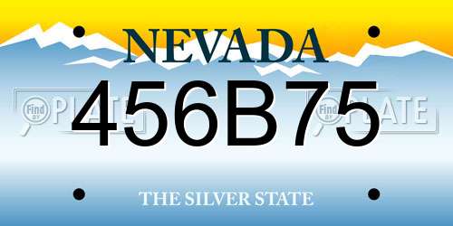 456B75 Nevada License Plate