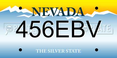 456EBV Nevada License Plate