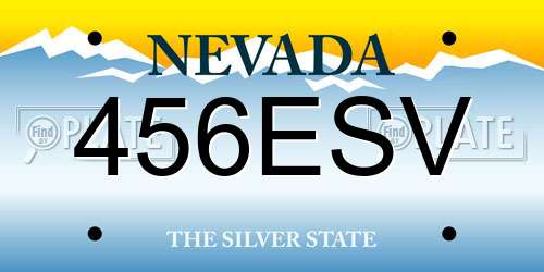 456ESV Nevada License Plate