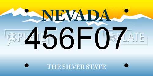 456F07 Nevada License Plate
