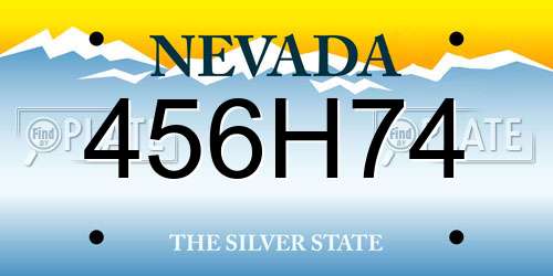 456H74 Nevada License Plate