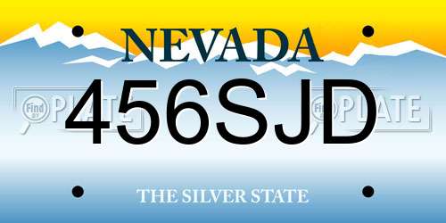 456SJD Nevada License Plate