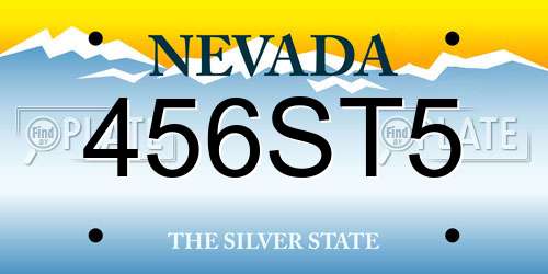 456ST5 Nevada License Plate