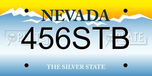 456STB Nevada License Plate