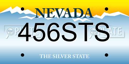 456STS Nevada License Plate