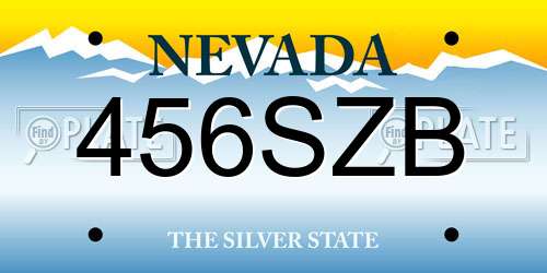 456SZB Nevada License Plate