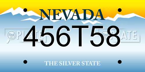 456T58 Nevada License Plate