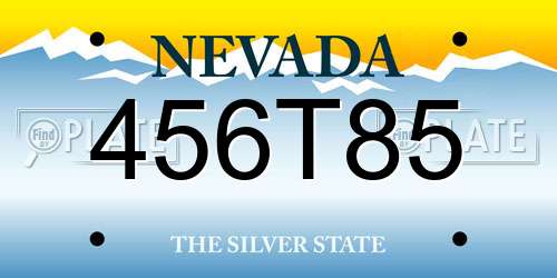 456T85 Nevada License Plate