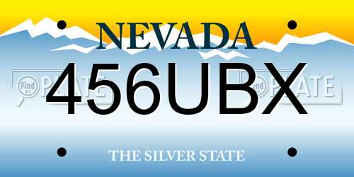 456UBX Nevada License Plate